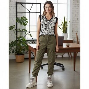 Drew Black White Abstract Sleeveless Top Elevated Tank Monochrome XS NWT